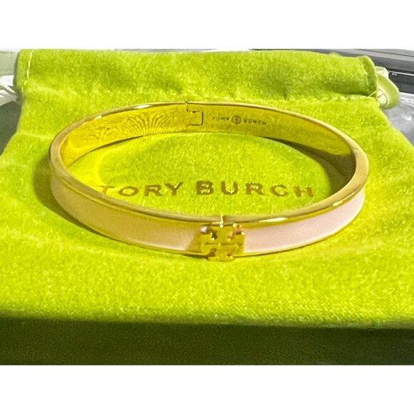 Tory Burch Pink Kira Hinged Bangle Bracelet - Picture 4 of 5